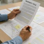 Property title documents and site maps being reviewed for an ALTA title survey in York 