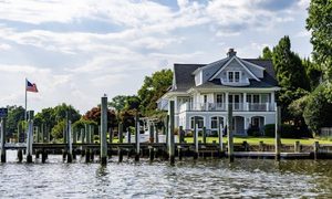 Lakefront home and dock with features that a plat of survey can document for property planning